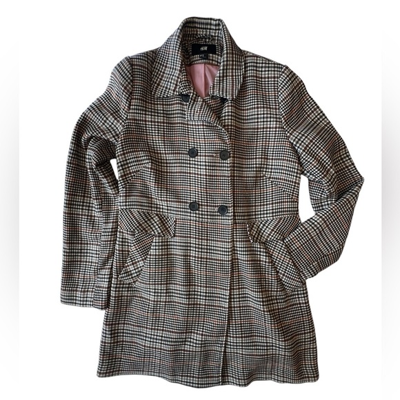 H&M Plaid peacoat size 10 NWOT - Picture 1 of 9